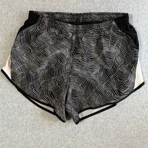 Nike Dri-FIT Running Shorts Womens Small Black White Wavy Print abstract jogging